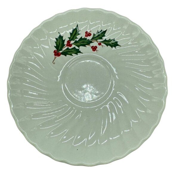 Ceramic Tea Cup Saucer With Holly Berry Design 6" READ - Picture 1 of 7